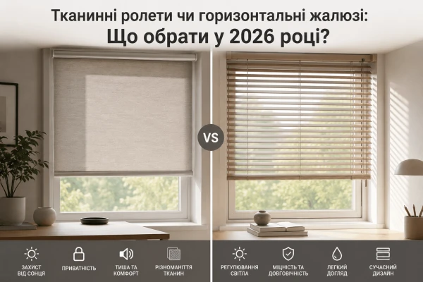 Тканинні ролети чи горизонтальні жалюзі: Що обрати у 2026 році?