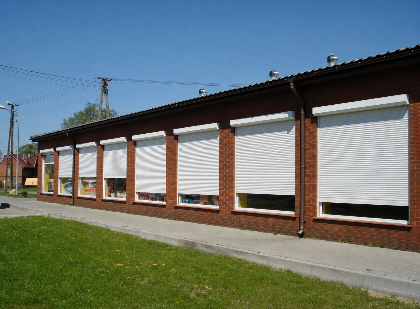 Large security roller shutters for wide openings Large security roller shutters for a terrace or open-sided structure